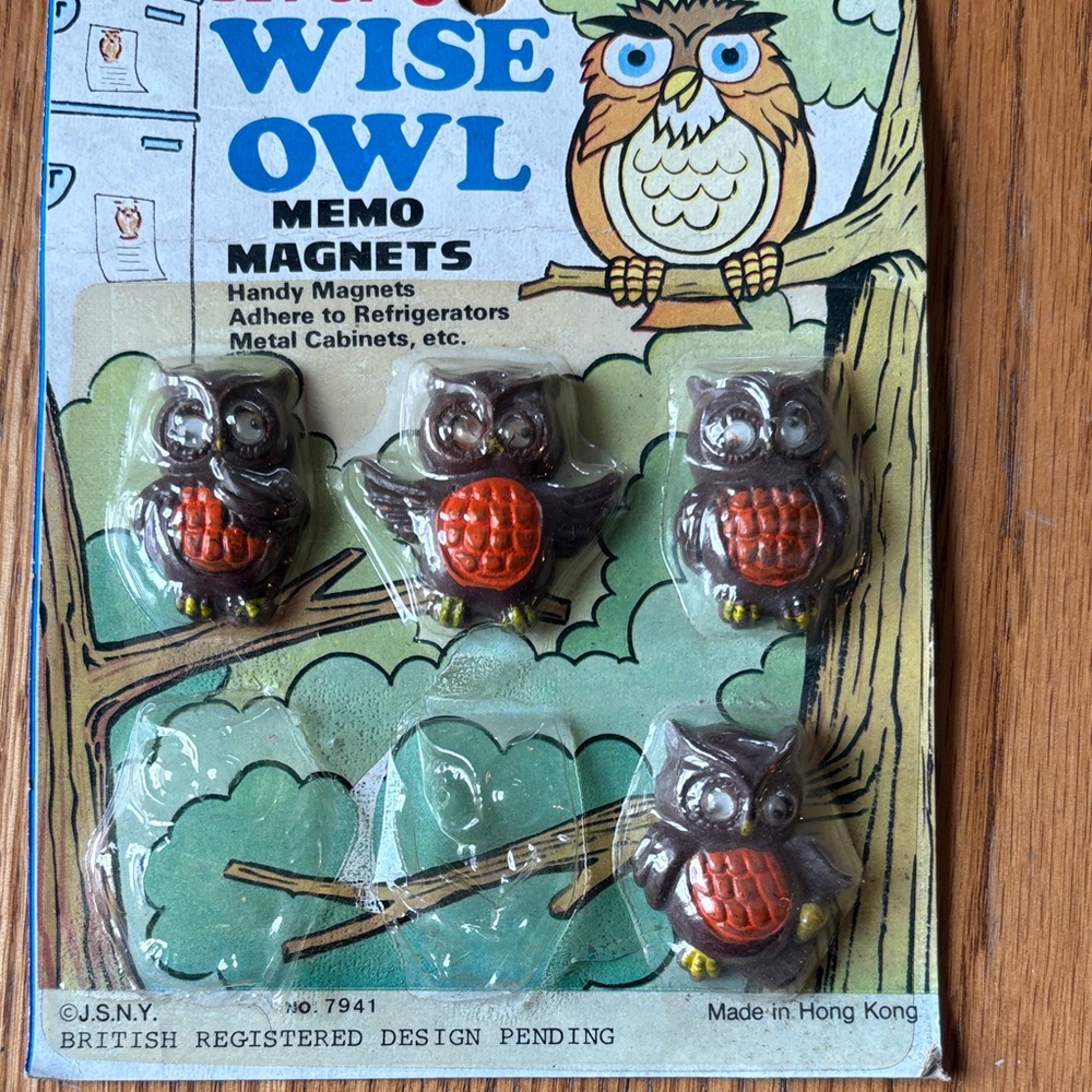 Vintage Wise Owl Memo Magnets Set of 4.